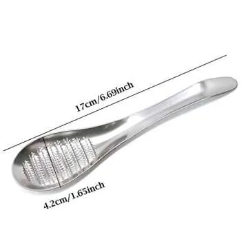 Honbay 1PCS Stainless Steel Garlic Ginger Fruits Root Vegetable Grater Grinder Spoon for Kitchen