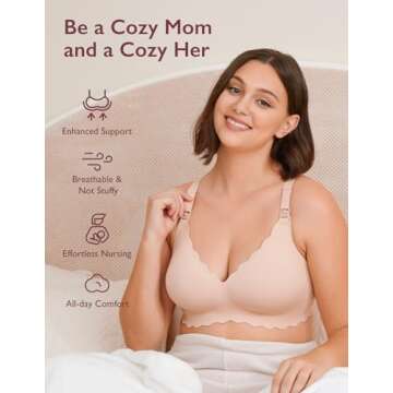 Momcozy Nursing Bras for Breastfeeding, Seamless Pregnancy Maternity Bra Wireless Classic Jelly Strip Support Nursing Bra