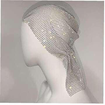 Stakee 1pc Women Head Scarf Hollow Bling Crystal Headband Rhinestone Headpiece Hair Turbans Hair Accessories