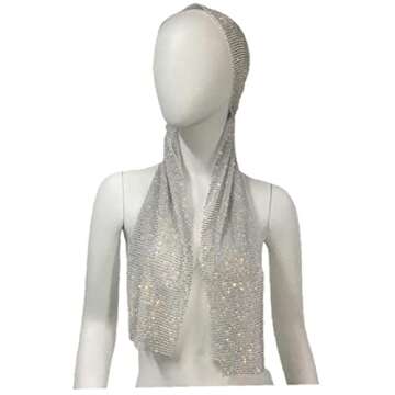 Stakee 1pc Women Head Scarf Hollow Bling Crystal Headband Rhinestone Headpiece Hair Turbans Hair Accessories