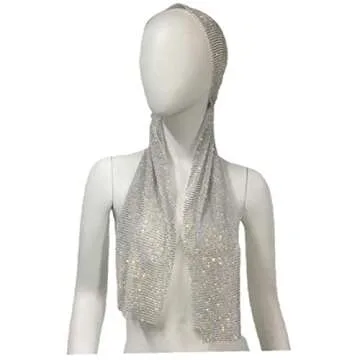 Stakee 1pc Women Head Scarf Hollow Bling Crystal Headband Rhinestone Headpiece Hair Turbans Hair Accessories