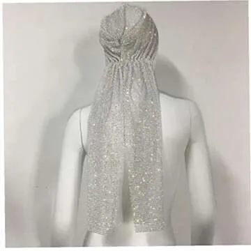Stakee 1pc Women Head Scarf Hollow Bling Crystal Headband Rhinestone Headpiece Hair Turbans Hair Accessories