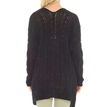 Love Tree Women's Matt Chenille Cable Knit Cardigan Sweater with Pockets - Chunky Loose Oversized Fit Cardigan
