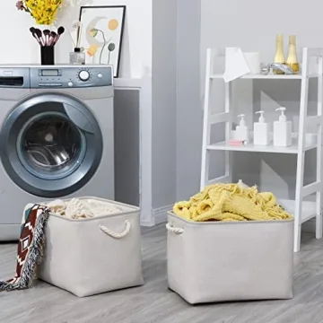 Bidtakay Large Fabric Storage Bins Set of 2 - Organizing Made Easy