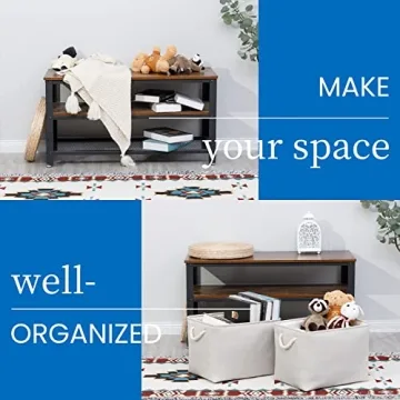 Bidtakay Large Fabric Storage Bins Set of 2 - Organizing Made Easy