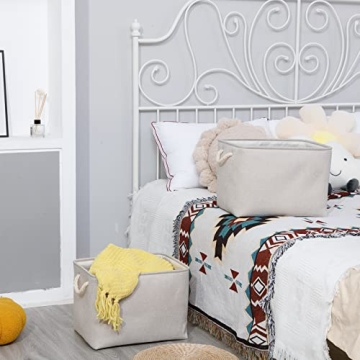 Bidtakay Large Fabric Storage Bins Set of 2 - Organizing Made Easy