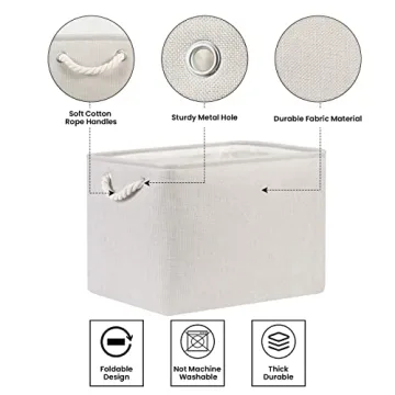 Bidtakay Large Fabric Storage Bins Set of 2 - Organizing Made Easy