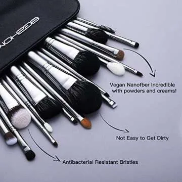 Professional Makeup Brush Set, EIGSHOW High End Makeup Brushes for Foundation Powder Blending Blush Bronzer Eyeliner Eyeshadow with Case (PRO 18pcs Grey)