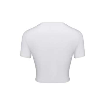 SOLY HUX Women's Y2k Letter Print T Shirt Short Sleeve Round Neck Tee Crop Tops White Letter Large