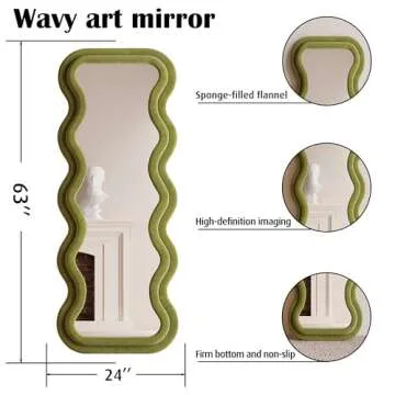 BOJOY 63"x24" Full Length Irregular Wavy Mirror