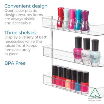 iDesign Hanging Nail Polish & Cosmetics Organizer, The Clarity Collection – 8.78" x 2.02" x 11.07", Clear