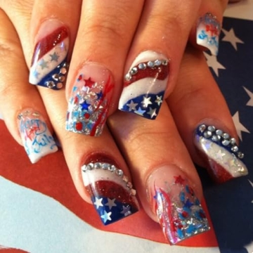 Patriotic 4th of July Press on Nails 24Pcs
