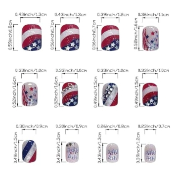 Patriotic 4th of July Press on Nails 24Pcs