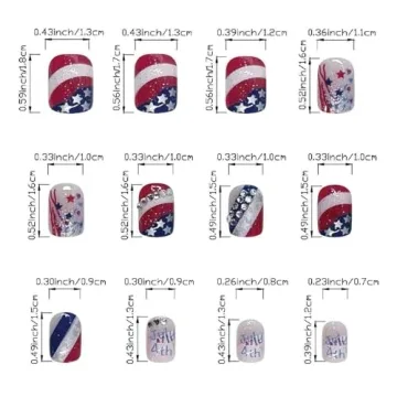 Patriotic 4th of July Press on Nails 24Pcs