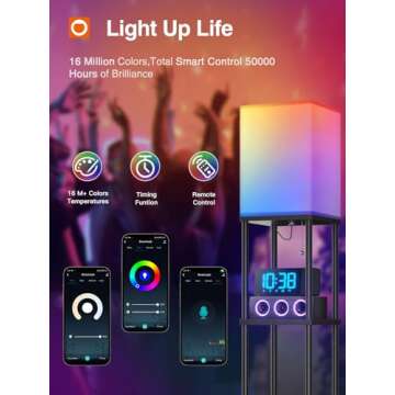 addlon Floor Lamp with Shelves, 4-Tier Modern Shelf Lamp with RGB Smart Bulb, APP Control Standing L...