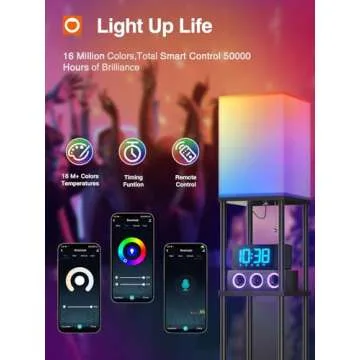 addlon Floor Lamp with Shelves, 4-Tier Modern Shelf Lamp with RGB Smart Bulb, APP Control Standing L...