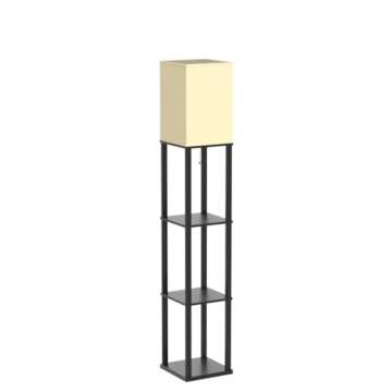 addlon Floor Lamp with Shelves, 4-Tier Modern Shelf Lamp with RGB Smart Bulb, APP Control Standing Lamp with White Lamp Shade, Floor lamp for Living Room, Bedroom - Black