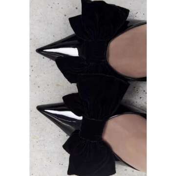 MRKEWUNEY Fashion Bow Heeled Mules for Women Slip On Mules Backless Kitten Heel Pointed Toe Wedding Party Dress Sandals Slide Sandals Evening Party Shoes Black Szie 41