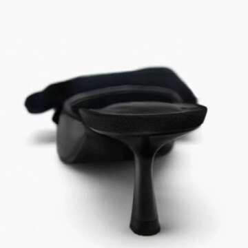 MRKEWUNEY Fashion Bow Heeled Mules for Women Slip On Mules Backless Kitten Heel Pointed Toe Wedding Party Dress Sandals Slide Sandals Evening Party Shoes Black Szie 41