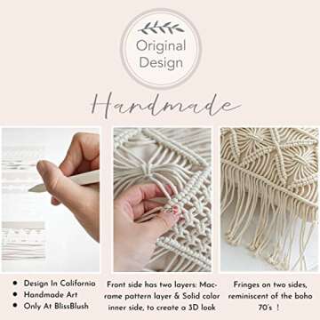 BlissBlush Cream Beige Macrame Lumbar Pillow Cover 14x36, Farmhouse Body Lumbar Pillow Cover, Couch ...