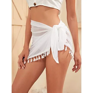 Floerns Sheer Beach Swimwear Cover Up with Tassels