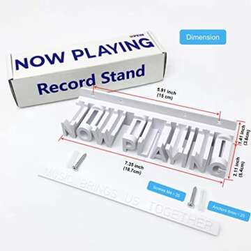 WPESI Now Playing Vinyl Record Stand Wall Mount,Vinyl Record Wall Mount Display Vinyl Wall Mount Albums Hanging Vinyl Record Wall Record Display Storage Holder (White)