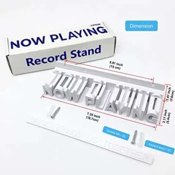 WPESI Now Playing Vinyl Record Stand Wall Mount,Vinyl Record Wall Mount Display Vinyl Wall Mount Albums Hanging Vinyl Record Wall Record Display Storage Holder (White)