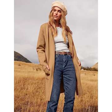 ANRABESS Women's Open Front Knit Lightweight Cardigan Casual Long Coatigan Sweater Lady Jacket Coat 2025 Fall Outerwear Light Brown X-Small