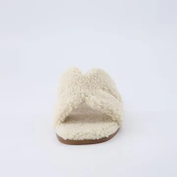 CUSHIONAIRE Women's Cozy Slide Sandals in Cream - Ultimate Comfort