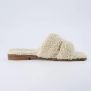 CUSHIONAIRE Women's Cozy Slide Sandals in Cream - Ultimate Comfort