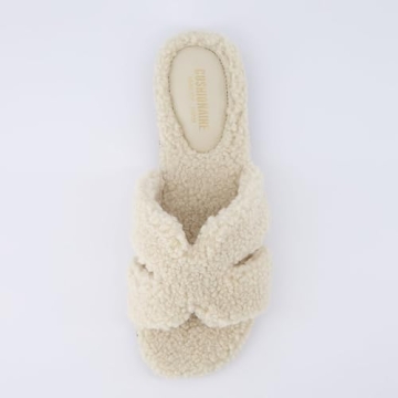 CUSHIONAIRE Women's Cozy Slide Sandals in Cream - Ultimate Comfort