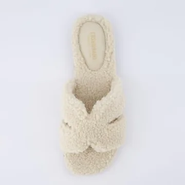 CUSHIONAIRE Women's Cozy Slide Sandals in Cream - Ultimate Comfort