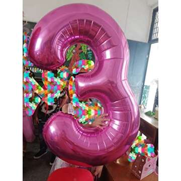 Pink 5 Balloons,40 Inch Birthday Foil Balloon Party Decorations Supplies Helium Mylar Digital Balloons (Pink Number 5)
