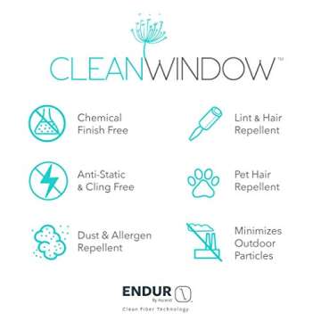 Clean Window Twill Stripe Anti-Dust Allergy/Pet Friendly Anti-Dust Sheer Cafe Curtain, 52" x 36", Bl...