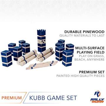 Kubb Premium Set Yard Game Set for Adults, Families - Fun, Interactive Outdoor Family Games - Durabl...
