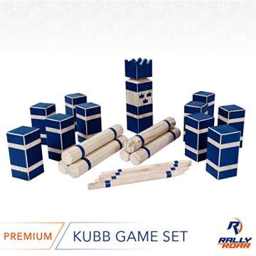 Kubb Premium Set Yard Game Set for Adults, Families - Fun, Interactive Outdoor Family Games - Durable Wood Blocks with Travel Bag - Clean, Games for Outside, Lawn, Bars, Backyards