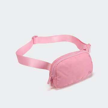 Pander Two Way Zipper Fanny Pack Nylon Everywhere Belt Bag for Women, Water Repellent Waist Packs, Crossbody Bags with Adjustable Strap (Light Pink).