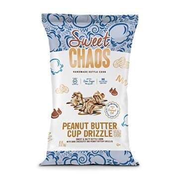 Sweet Chaos Peanut Butter Cup Drizzle Popcorn 5.5 oz. Bagged - Case of: 12;12