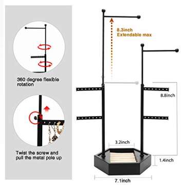 Emfogo Jewelry Organizer Stand for Neat Display & Storage
