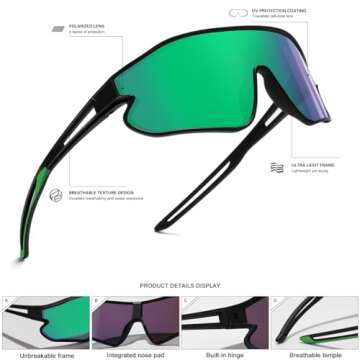 SEKKAF Kids Sunglasses, Youth Baseball Sunglasses Polarized Sports Cycling Shades for Boys Girls Lightweight Frame