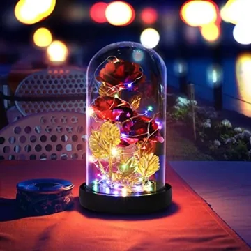 Light Up Rose in Glass Dome - Eternal Beauty for Her
