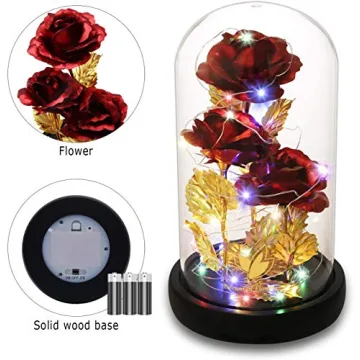 Light Up Rose in Glass Dome - Eternal Beauty for Her