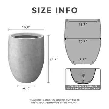 Kante 21.7" Natural Concrete Tall Planter Modern Decor