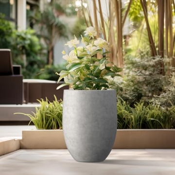 Kante 21.7" Natural Concrete Tall Planter Modern Decor
