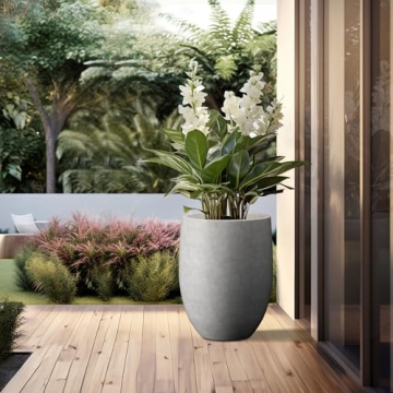 Kante 21.7" Natural Concrete Tall Planter Modern Decor