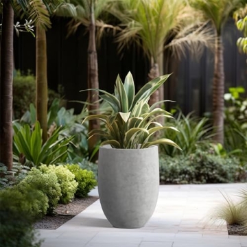 Kante 21.7" Natural Concrete Tall Planter Modern Decor
