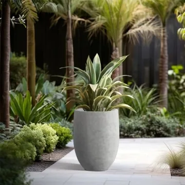 Kante 21.7" Natural Concrete Tall Planter Modern Decor
