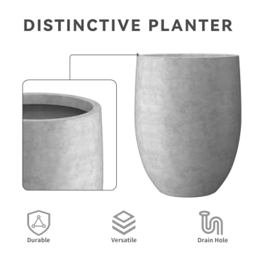 Kante 21.7" Natural Concrete Tall Planter Modern Decor