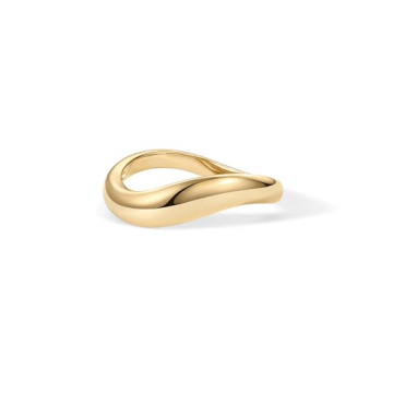 Elegant PAVOI 14K Gold Plated Wavy Stackable Ring for Women | Unique Twisted Band, Eco-Friendly, Siz...