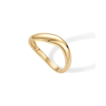 Stylish PAVOI 14K Gold Plated Wavy Stackable Ring